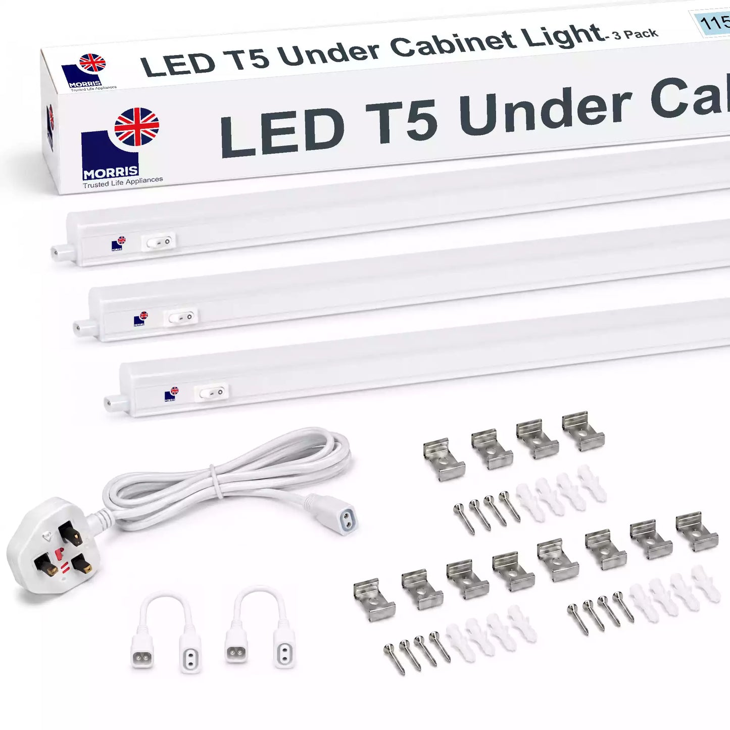 Morris LED Under Cupboard Lighting 1150mm T5 Connectable 3000 or 6500K 1-4 packs