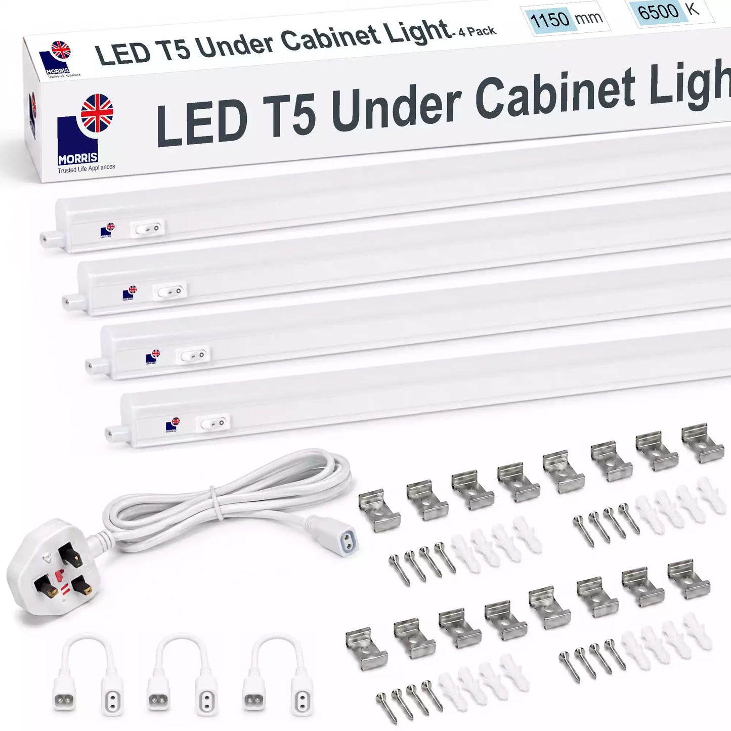 Morris LED Under Cupboard Lighting 1150mm T5 Connectable 3000 or 6500K 1-4 packs