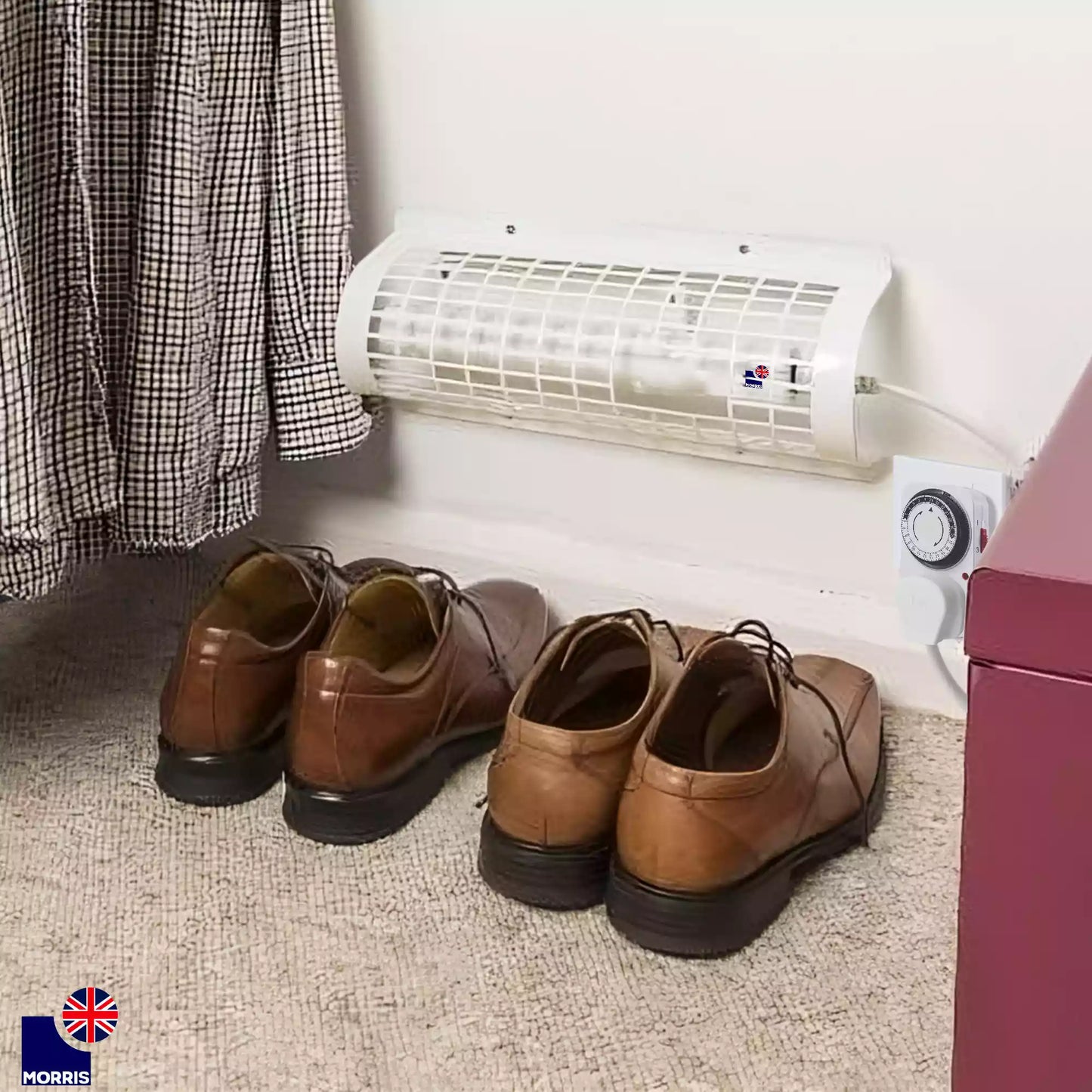 Morris mini tube heater set with guard and timer