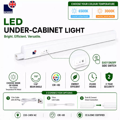 Morris LED Cabinet Lighting 288mm T5 Connectable 3000 or 6500K 1-4 packs