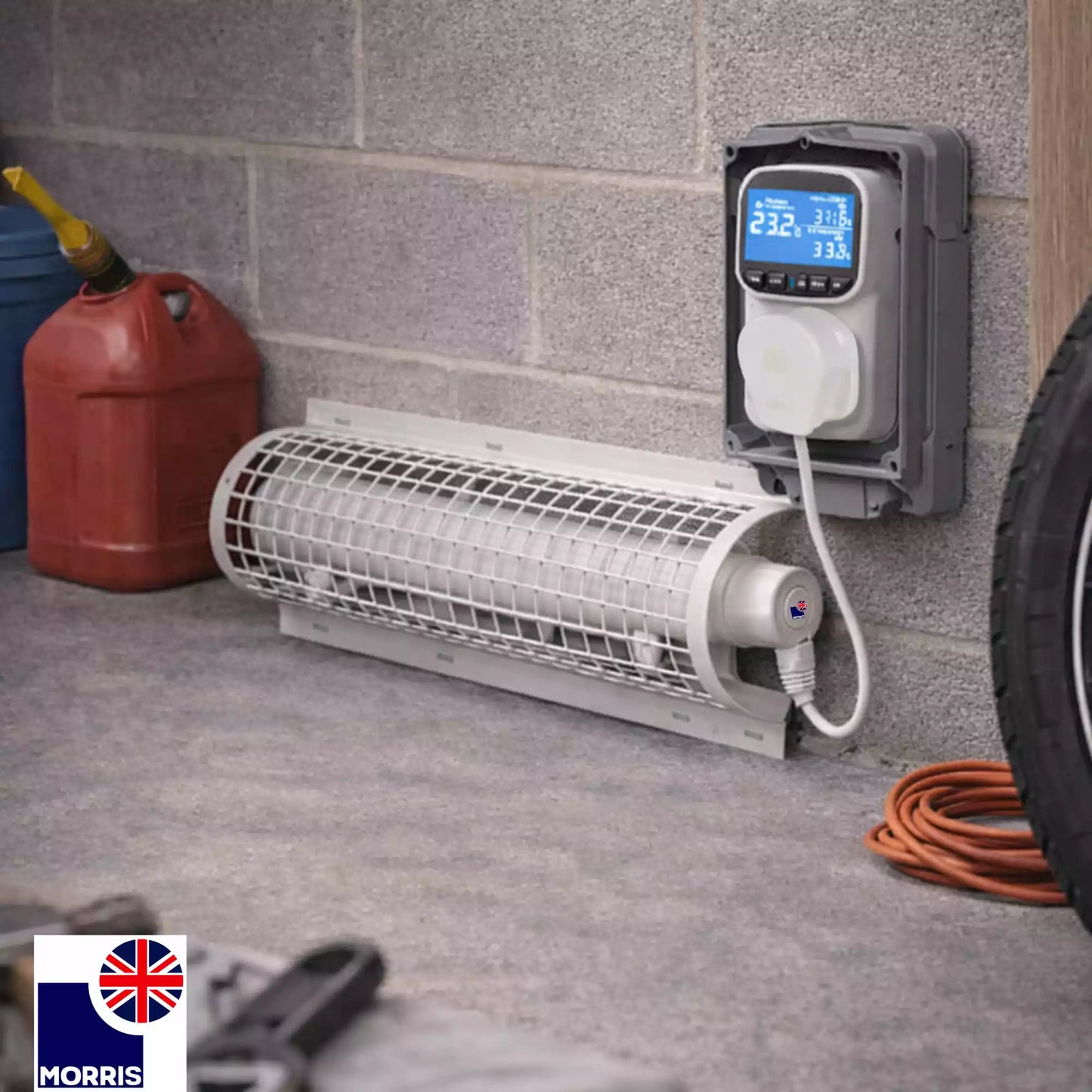 Morris thermo tubular heaters with thermostat and guard 2ft ideal for the garage 