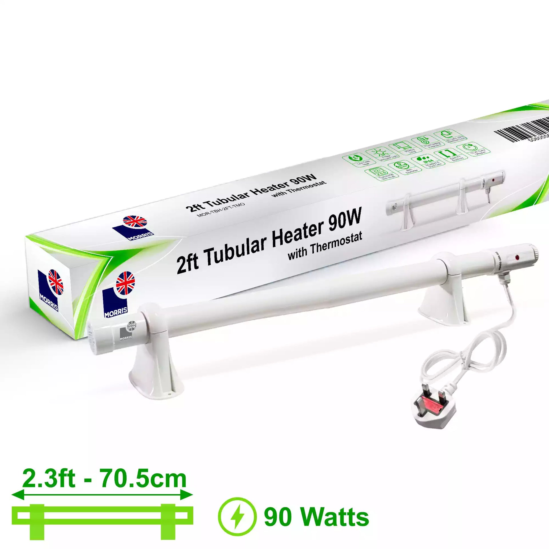 2ft Tubular Heater Thermostat Slimline 90 Watts Thermostat Heat Range