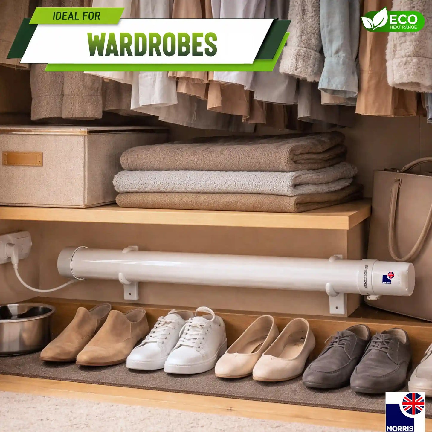 Morris tubular heaters ideal for the wardrobe