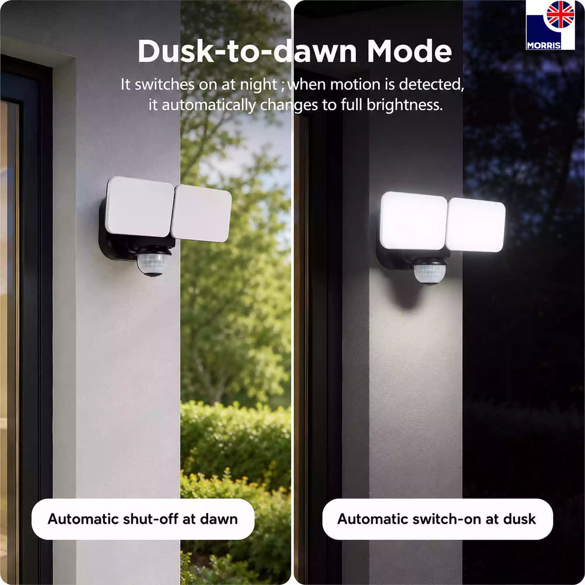 Morris twin head outdoor lights with sensor led 20w dusk to dawn