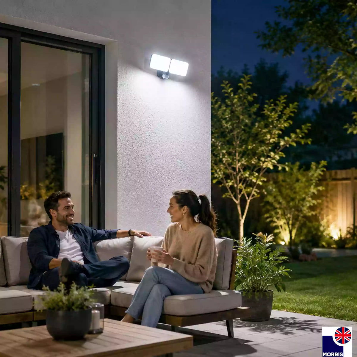 Morris twin head outdoor lights with sensor led 20w ideal for the garden 2