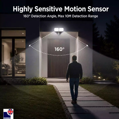 Morris twin head outdoor lights with sensor led 20w with motion sensor