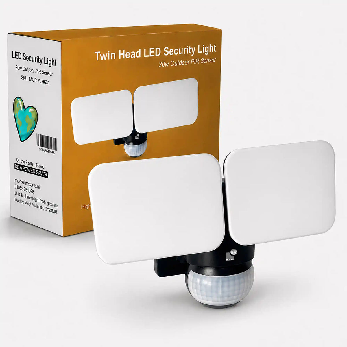 Morris twin head outdoor lights with sensor led 20w