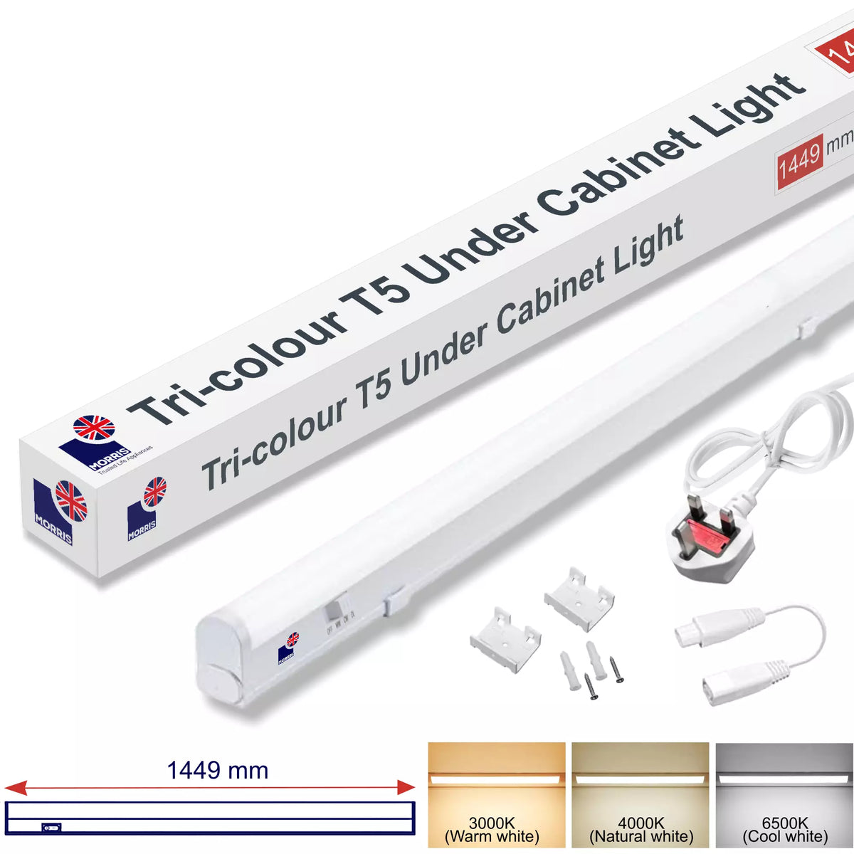 LED T5 Under Cabinet Lights Tri Connectable 1449mm