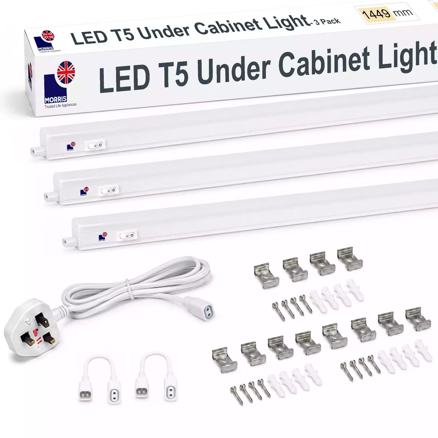 Morris Under Cabinet Lights 1449mm LED T5 Connectable 3000 or 6500K 1-4 packs