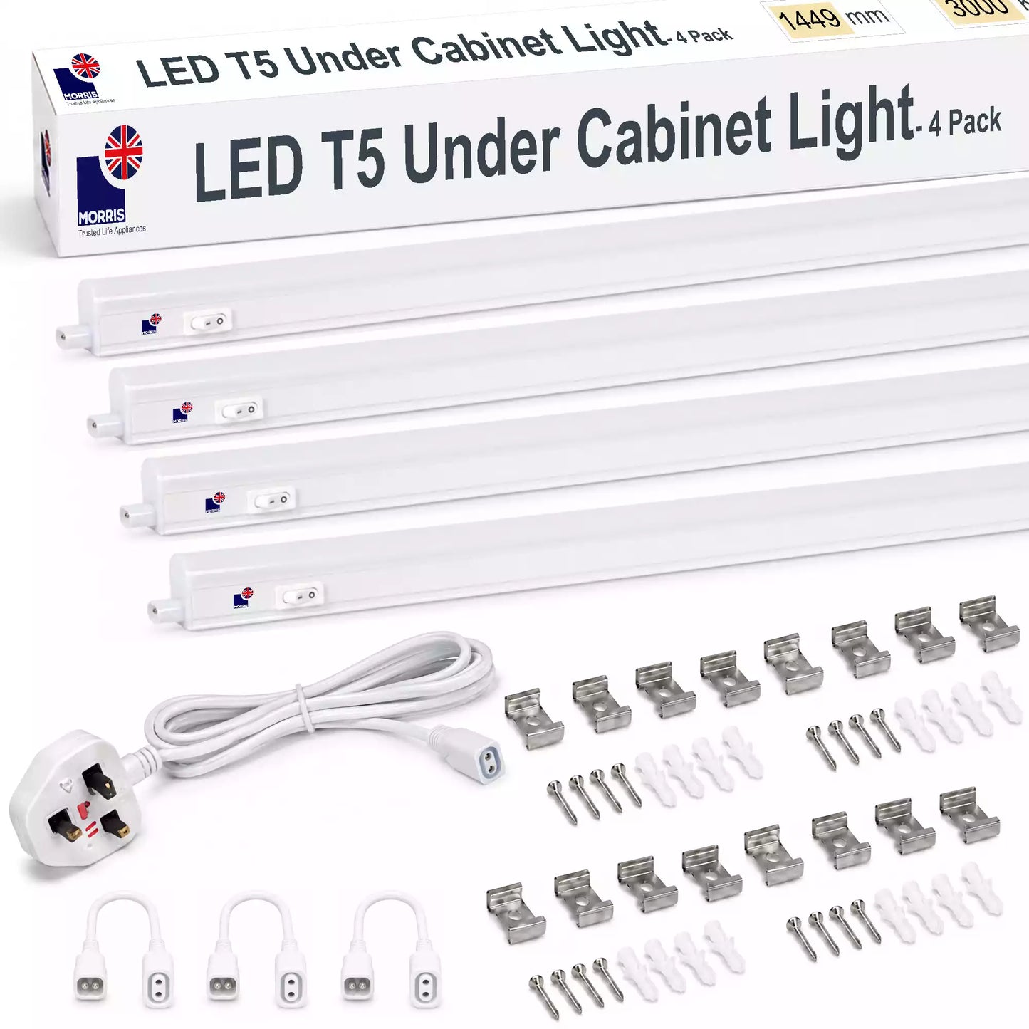 Morris Under Cabinet Lights 1449mm LED T5 Connectable 3000 or 6500K 1-4 packs