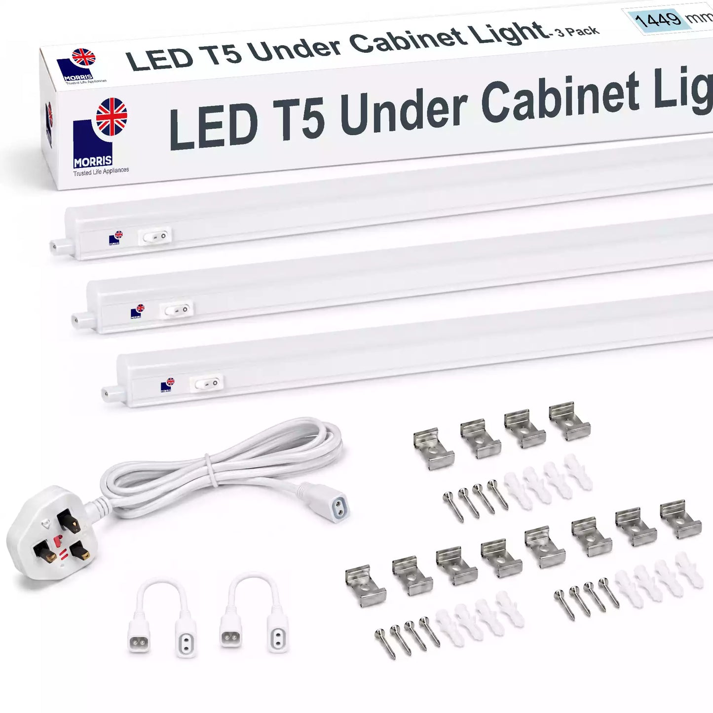 Morris Under Cabinet Lights 1449mm LED T5 Connectable 3000 or 6500K 1-4 packs