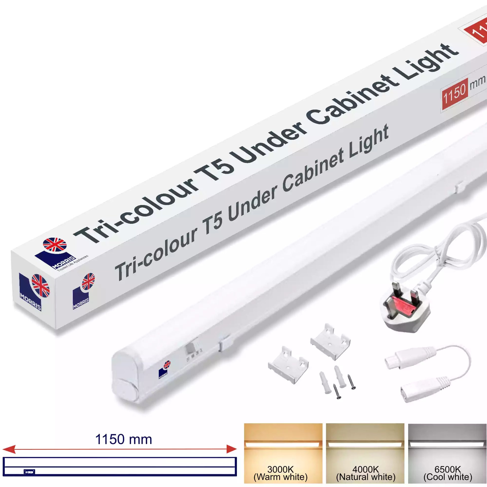 LED T5 Under Cabinet Lights Tri Connectable 1150mm