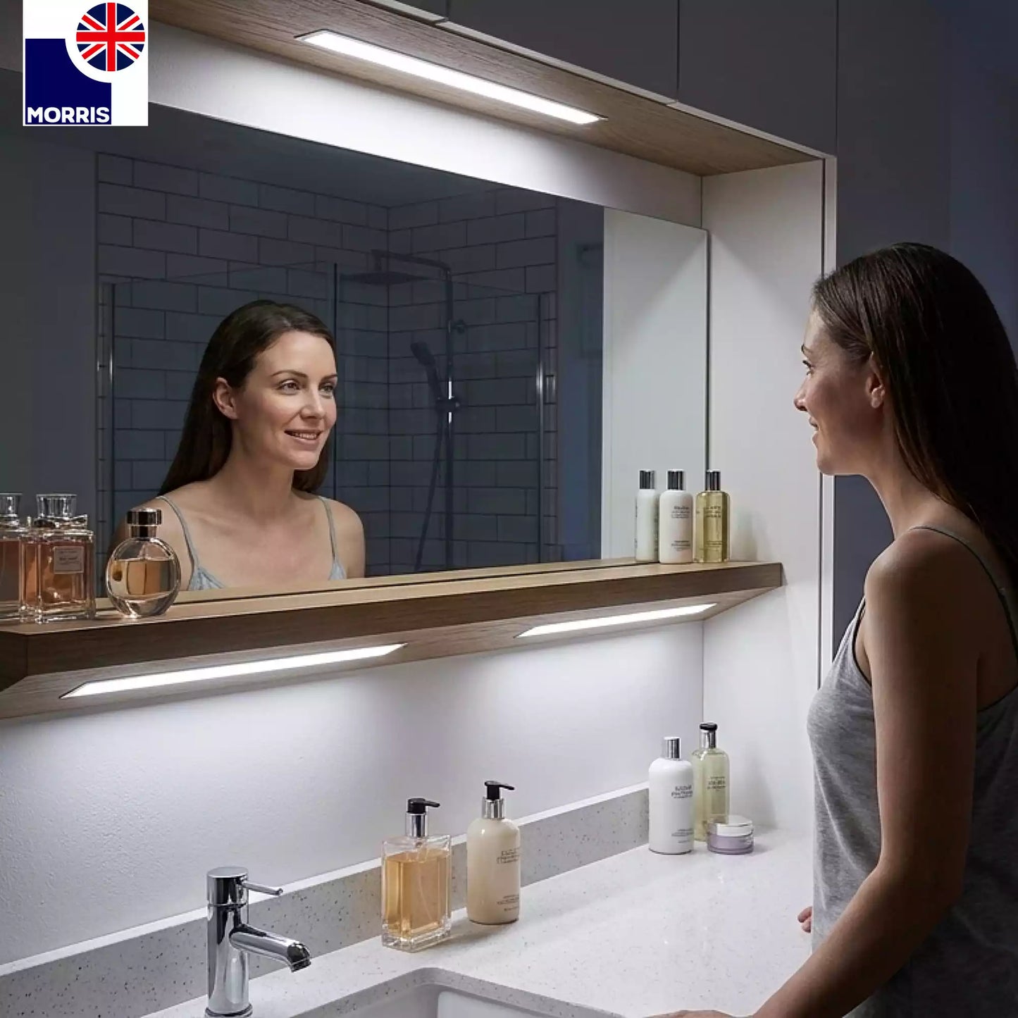 Morris Under Counter Lights Rechargeable Wave Sensor - Stepless Dimming, Ultra-Slim, 120lm, USB-C, Magnetic Mount, 1500mAh Battery