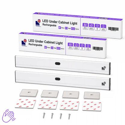Morris Under Counter Lights Rechargeable Wave Sensor - Stepless Dimming, Ultra-Slim, 120lm, USB-C, Magnetic Mount, 1500mAh Battery