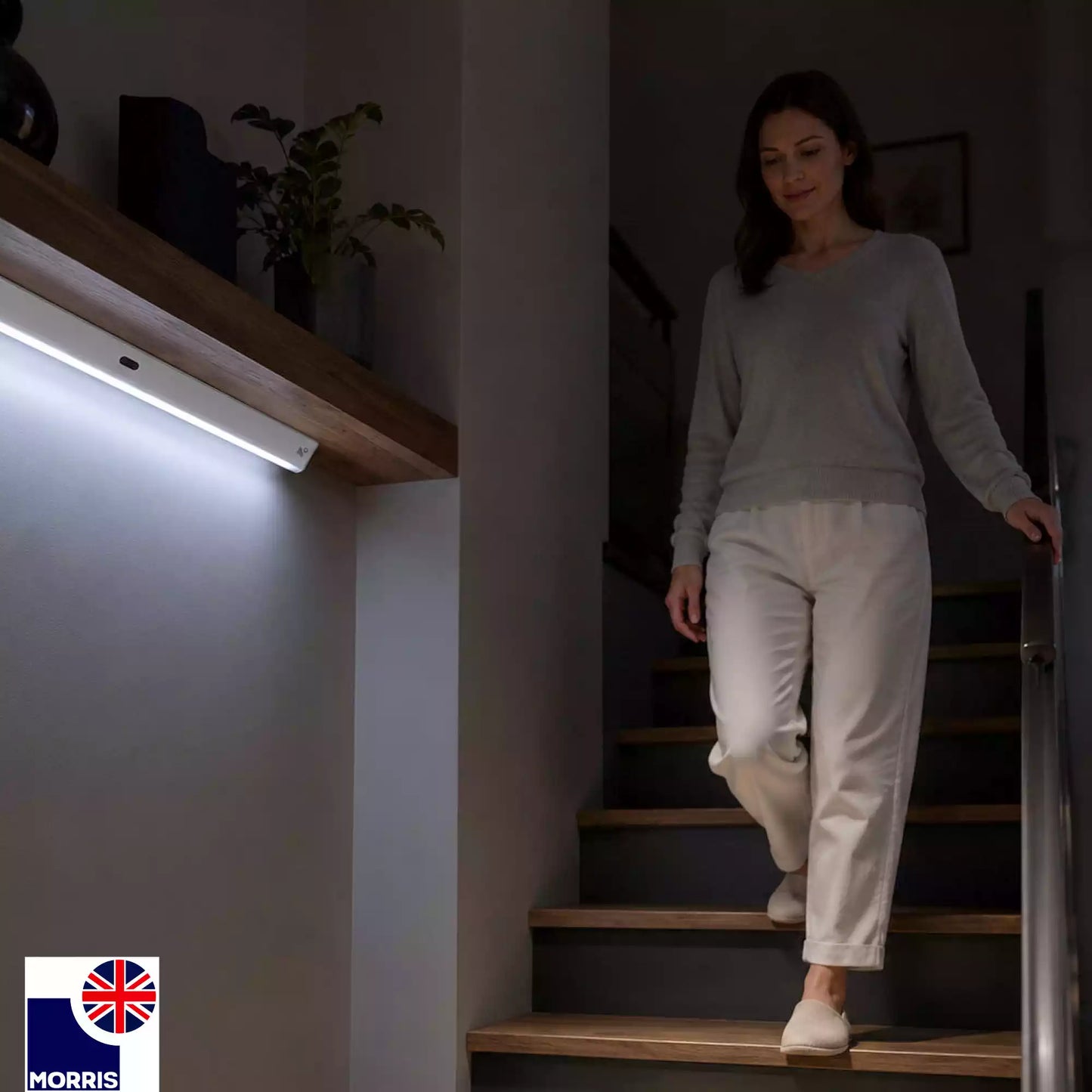 Morris Under Counter Lights Rechargeable Wave Sensor - Stepless Dimming, Ultra-Slim, 120lm, USB-C, Magnetic Mount, 1500mAh Battery