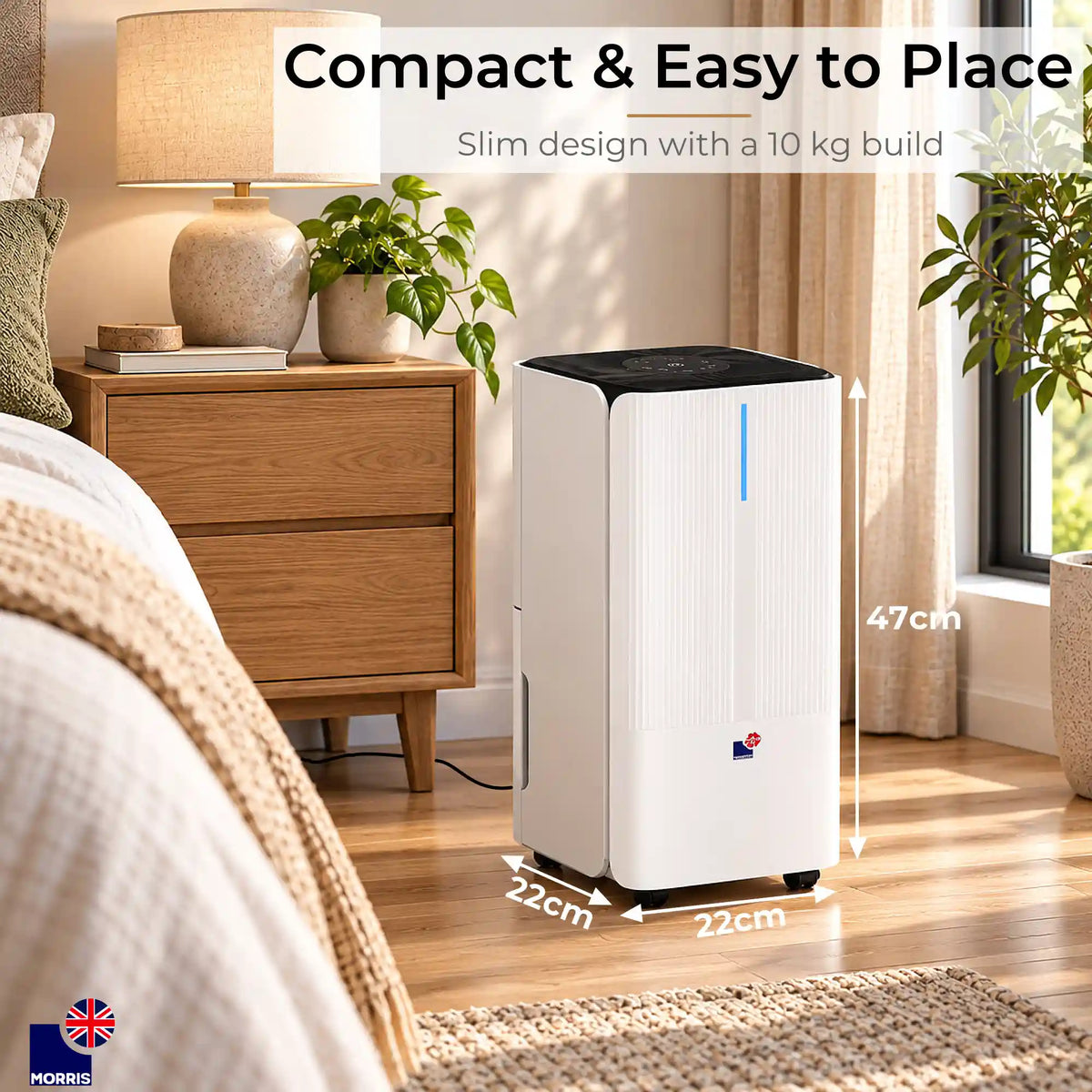 Quiet dehumidifier compact and easy to place MOR12L DHE
