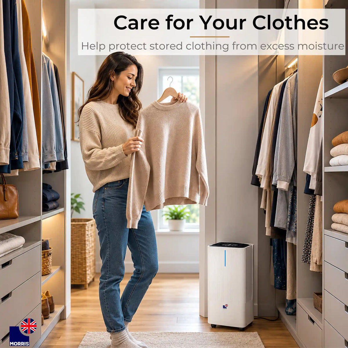 Quiet dehumidifier ideal for the walk in wardrobe MOR12L DHE