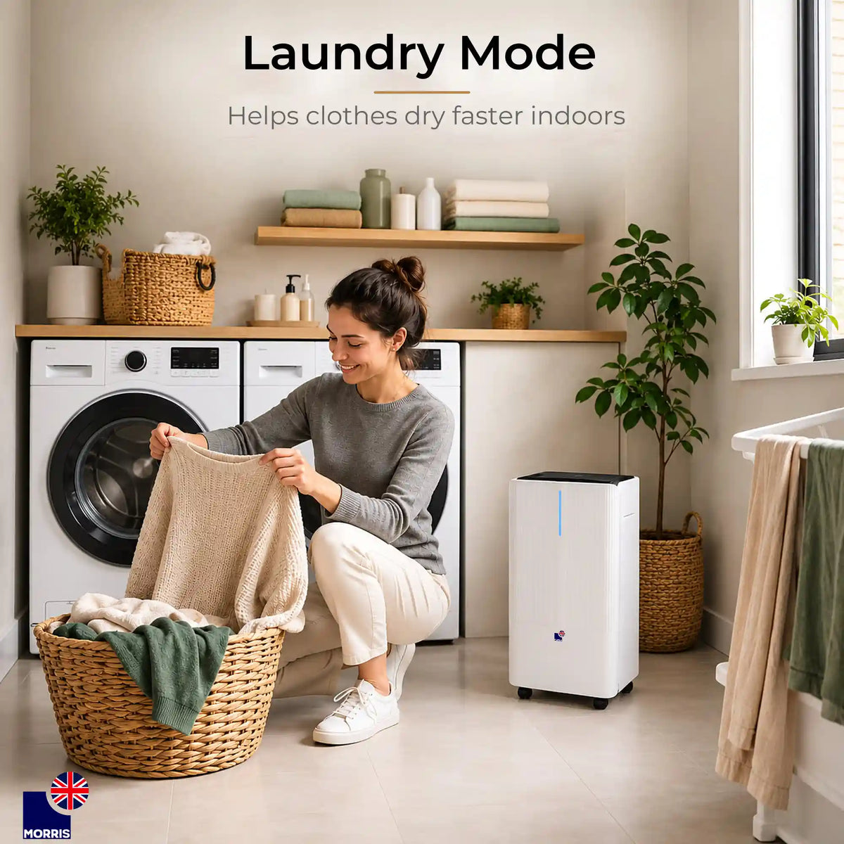 Quiet dehumidifier uk ideal for the laundry MOR12L DHE